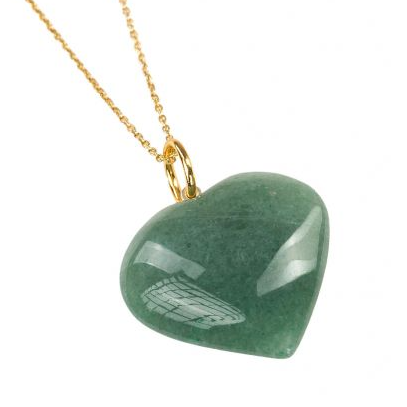 Aventurine Heart Crystal Pendant Necklace In Gold