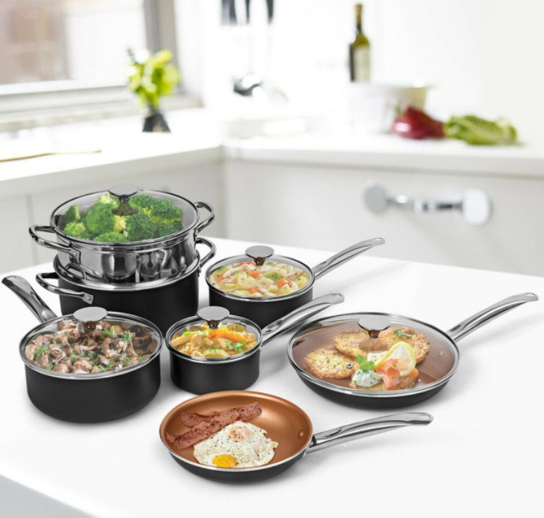 12-Piece Cookware Set Non-Stick Safe Handle