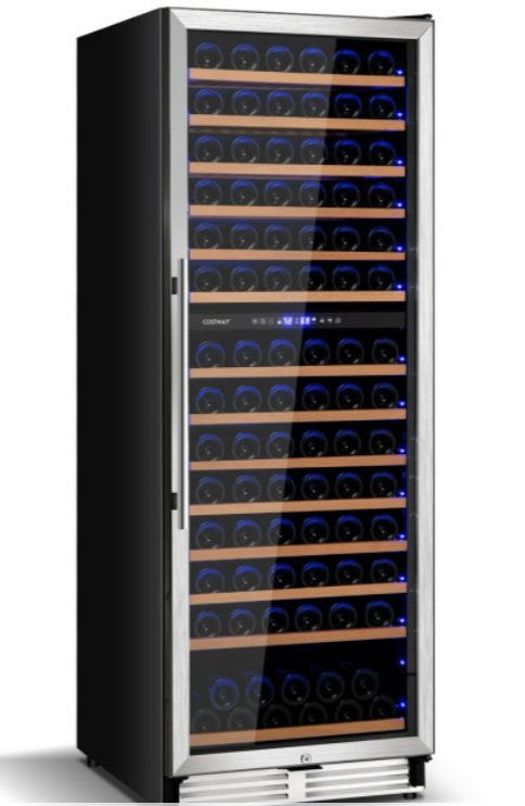 154-Bottle Wine Cooler Refrigerator Freestanding Wine Cellar with Dual Temperature Control